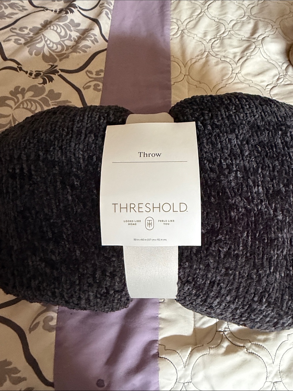 Threshold Plush Textured Throw - Charcoal Gray